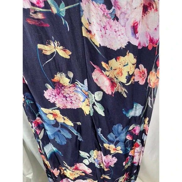 Bellambra Maxi Dress Navy Blue Floral Halter Neck Sleeveless Italy Size S Silk‎ - Picture 6 of 11